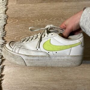Nike Women's White and Neon Yellow Sneakers